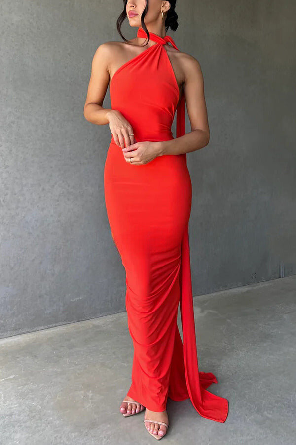 Emma Elegant Fluid Long Dress Backless
