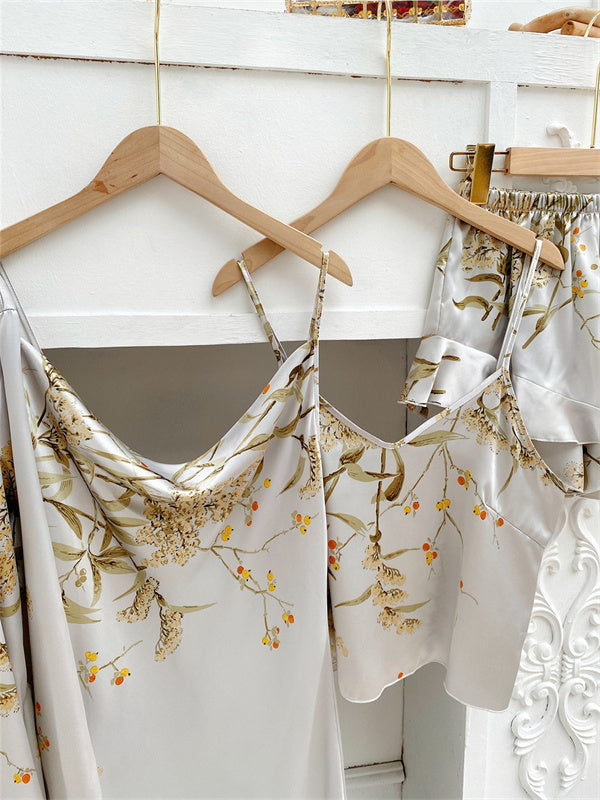 Léa Élégante Pyjama Set en Satin (4 pièces)