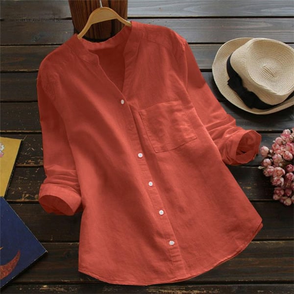 Women's Shirt - Long Sleeves Mao Collar