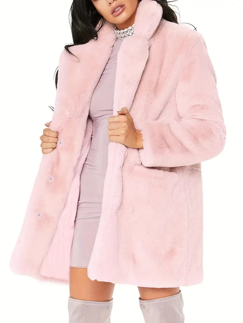 Mid-Length Women's Coat in Faux Fur