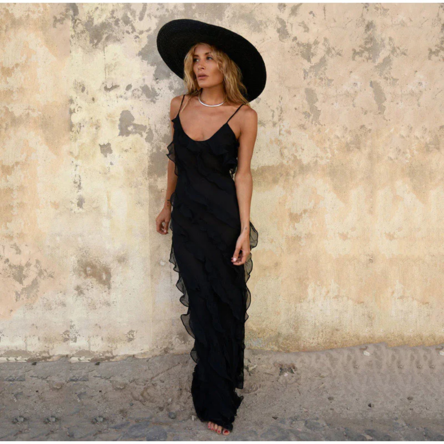 Long Dress for Women - Elegant Fluid Ruffles