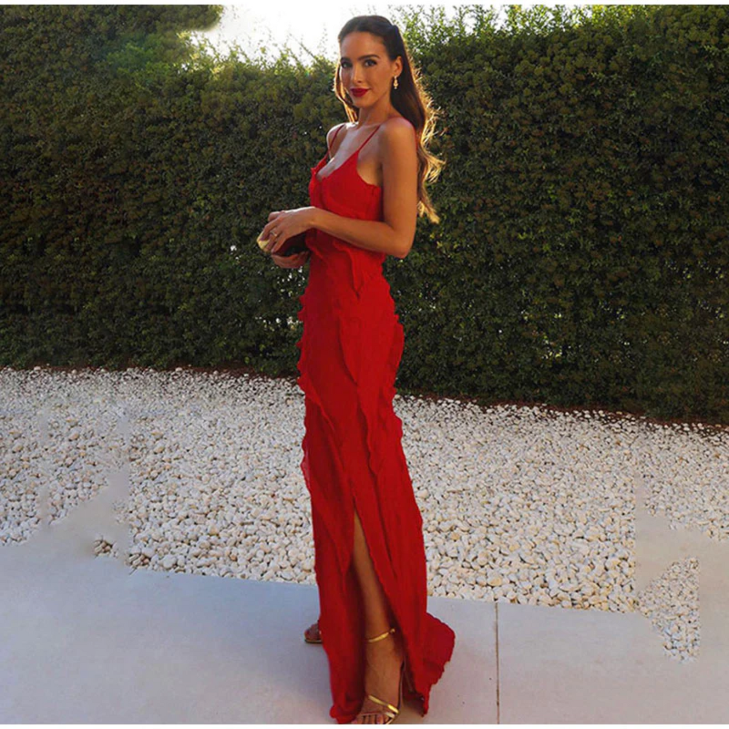 Long Dress for Women - Elegant Fluid Ruffles