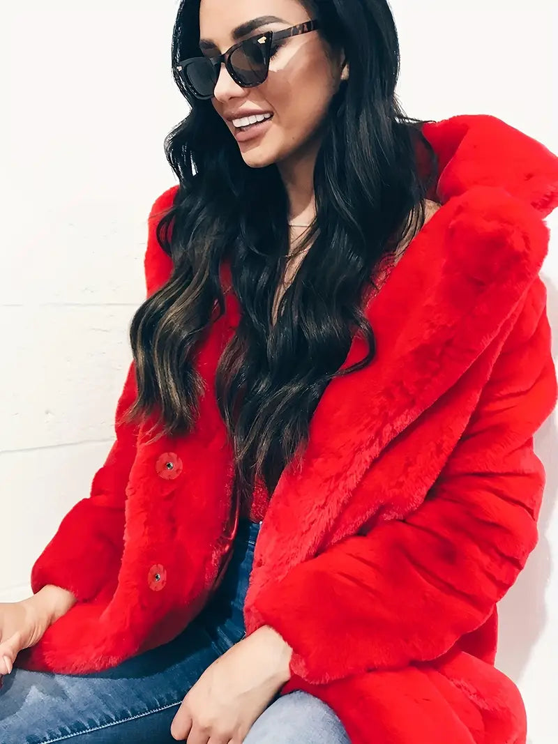 Mid-Length Women's Coat in Faux Fur