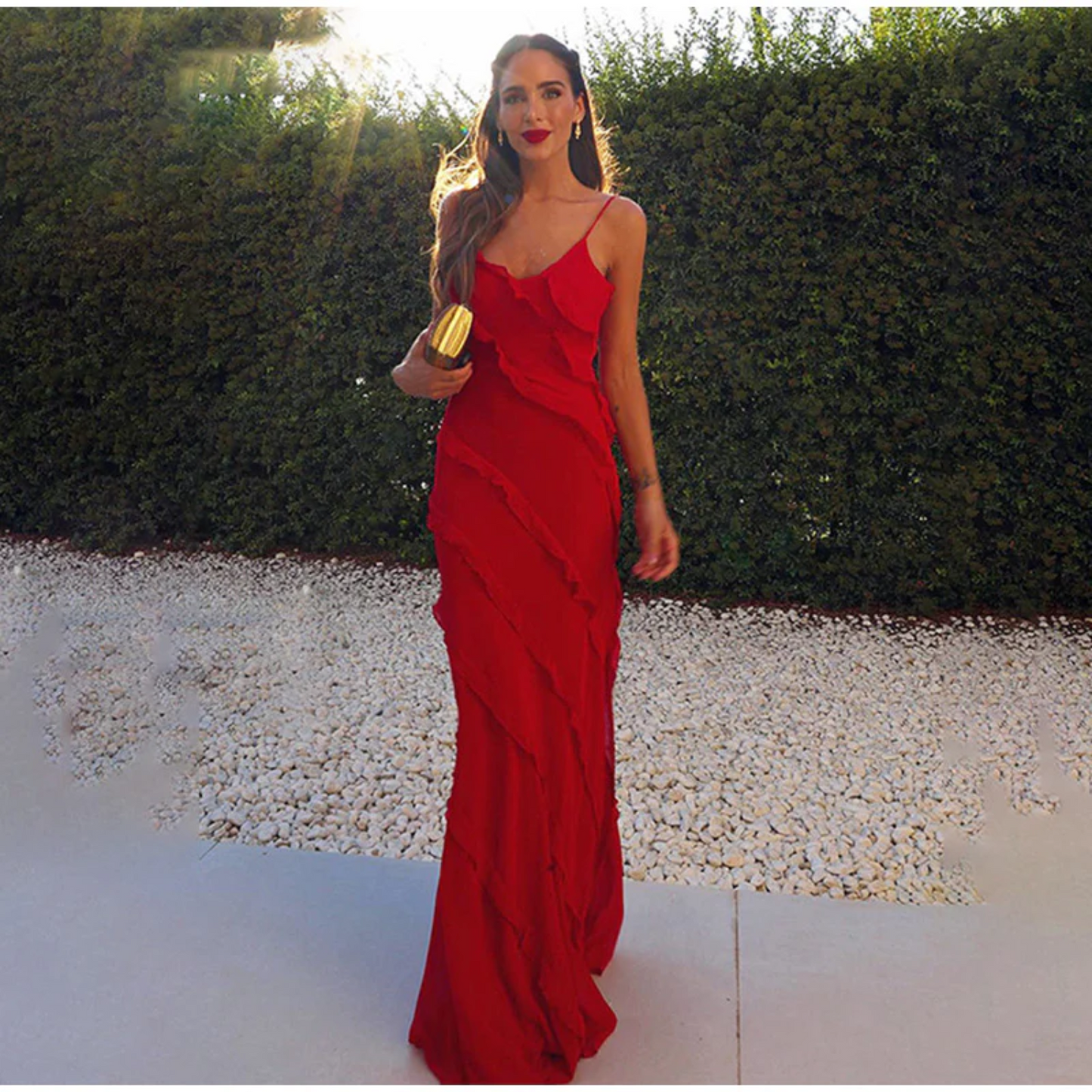 Long Dress for Women - Elegant Fluid Ruffles