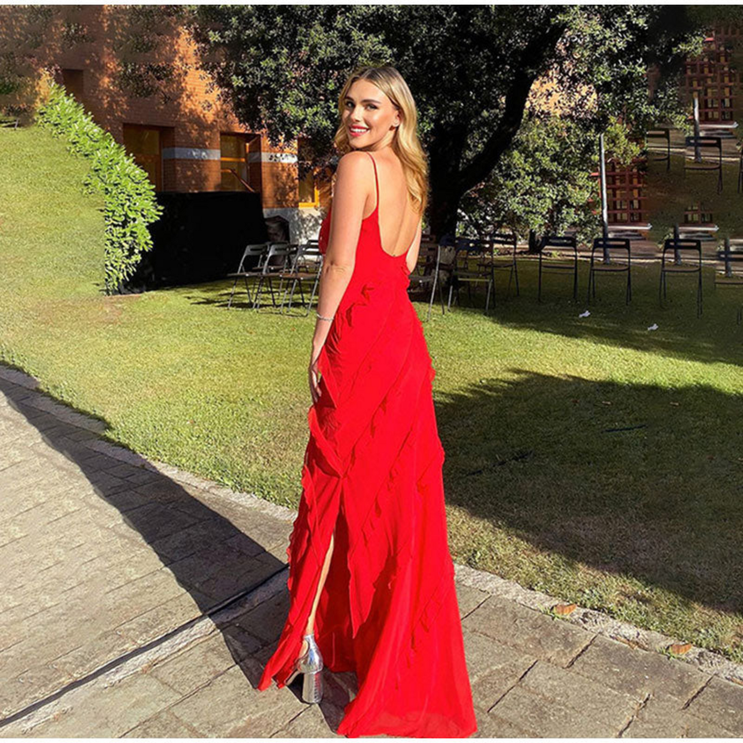 Long Dress for Women - Elegant Fluid Ruffles