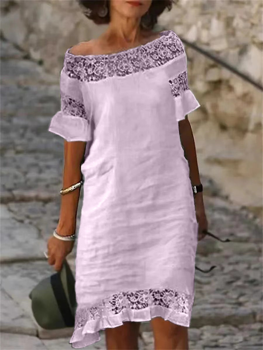 Léa Élégante Dentelle Midi Robe d'Été