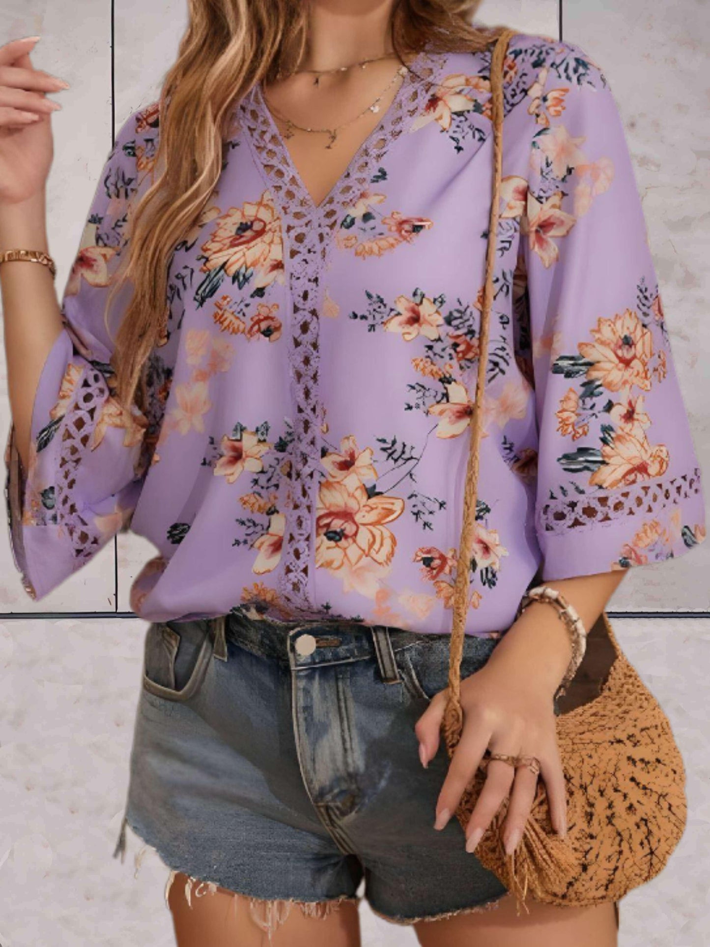 Women's Blouse - 3/4 Bell Sleeves in Lace