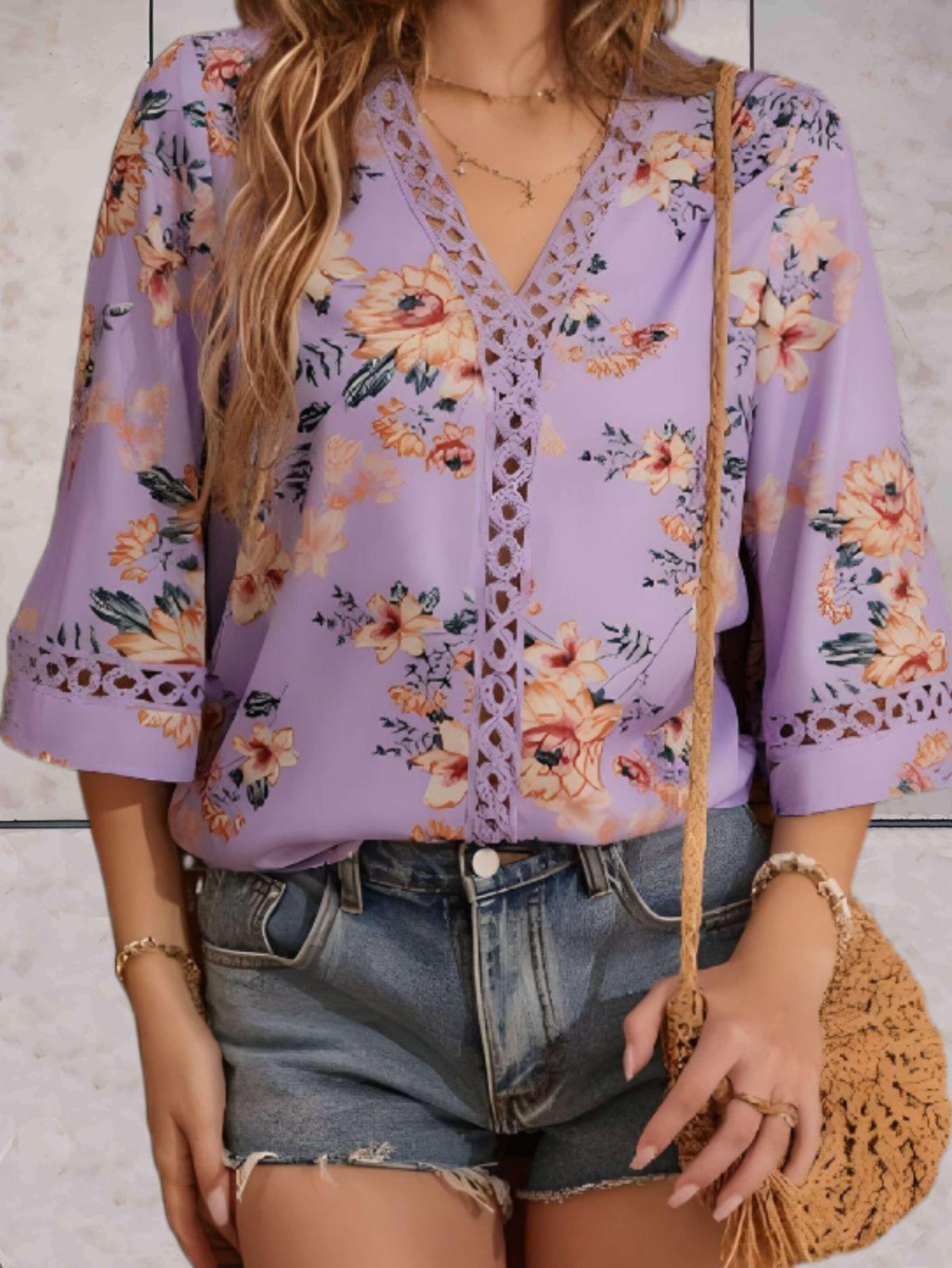 Women's Blouse - 3/4 Bell Sleeves in Lace
