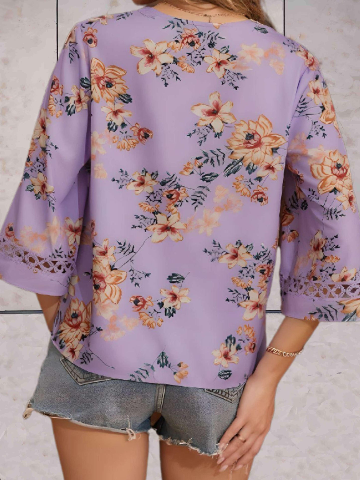 Women's Blouse - 3/4 Bell Sleeves in Lace