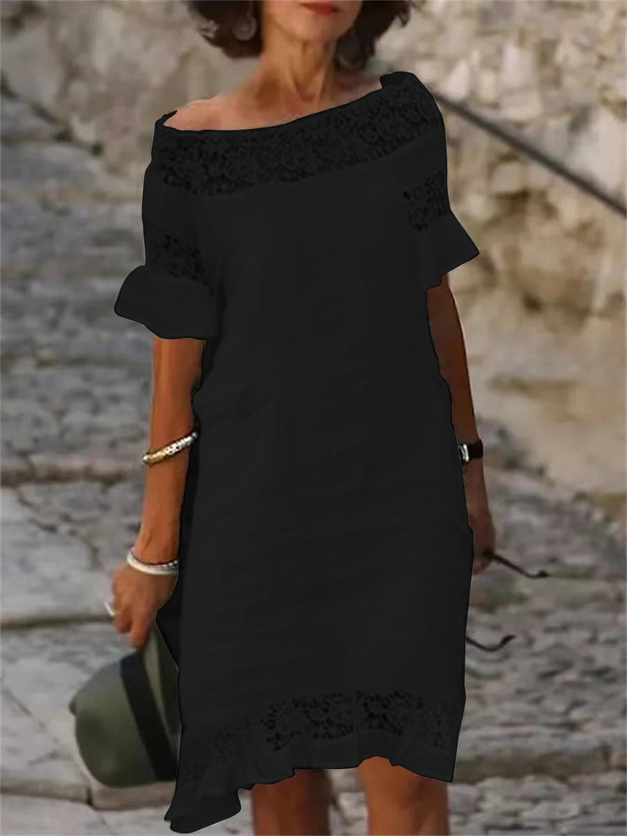 Léa Élégante Dentelle Midi Robe d'Été