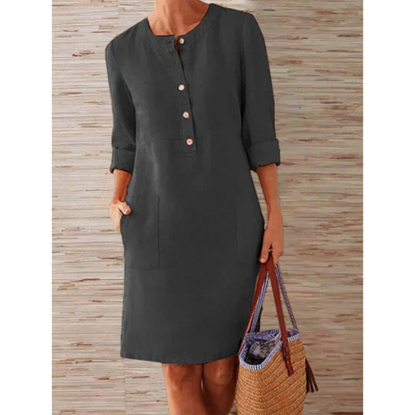 Emma – Robe en lin douce et respirante à boutons