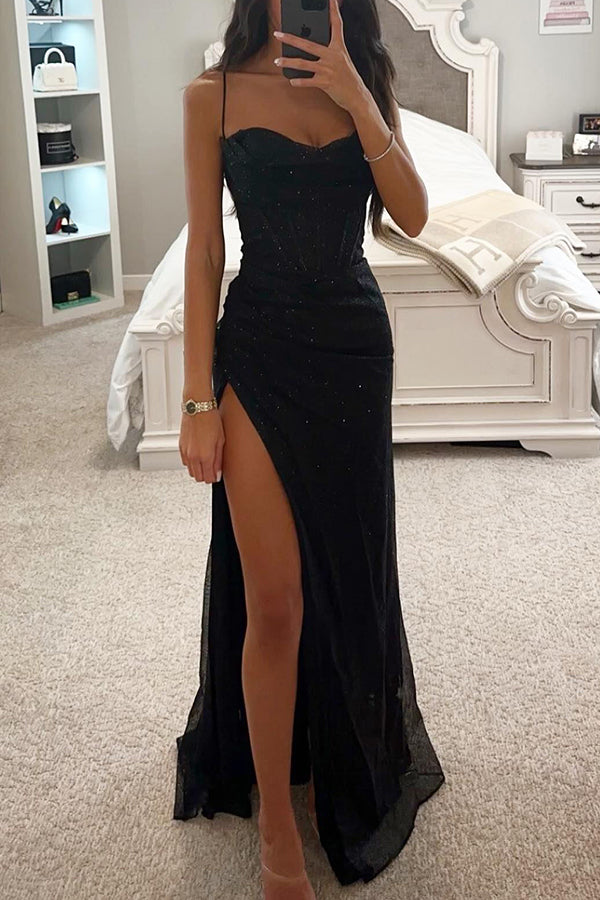 Evening Dress Women - Long Flared Thin Straps