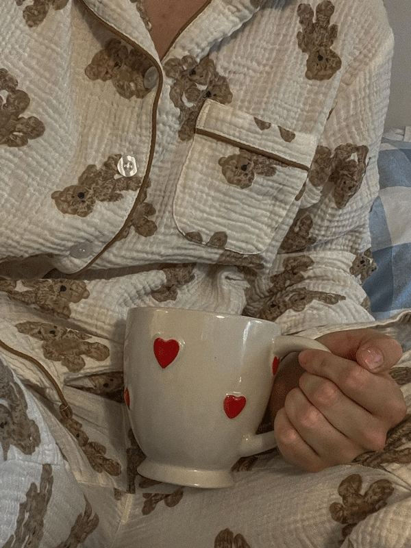 Léa douce et respirante pyjama en coton à imprimé ourson