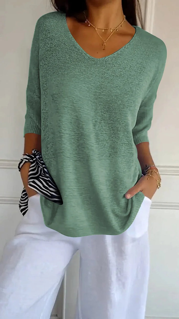Emma – Blouse élégante et fluide à col en V