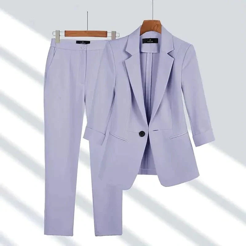 Sophie – Élégant Tailleur Structuré Femme Blazer & Pantalon