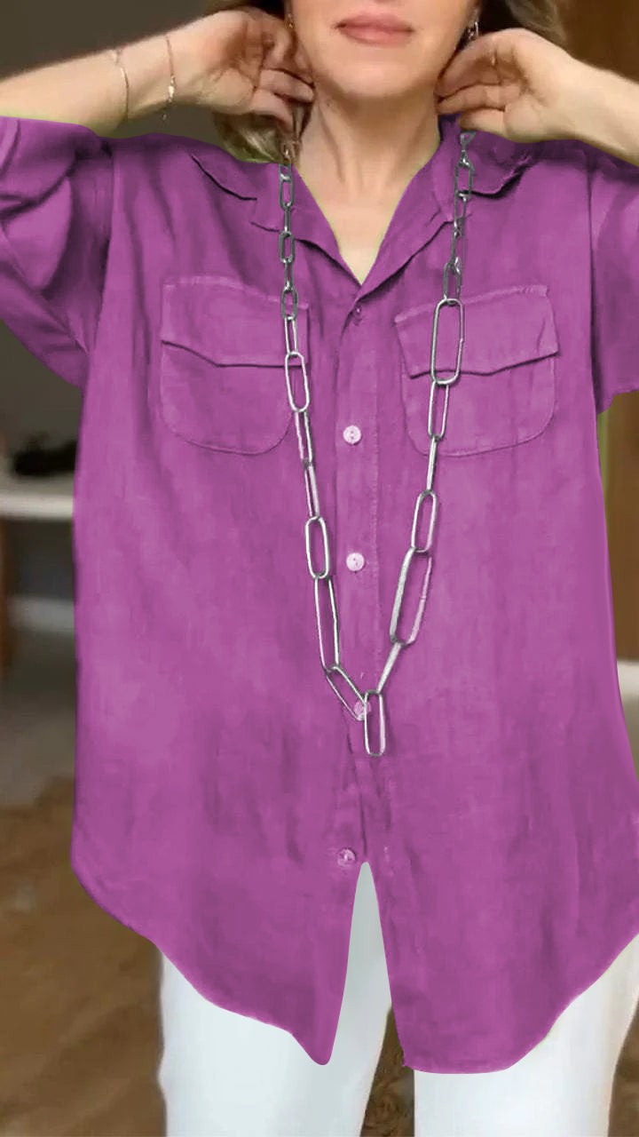 Chemise Femme - Manches Retroussables Col Classique