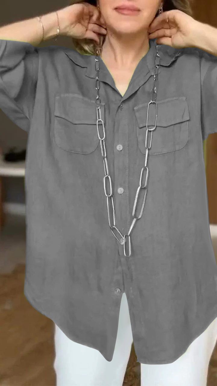 Chemise Femme - Manches Retroussables Col Classique