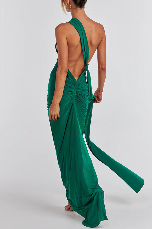 Emma Elegant Fluid Long Dress Backless