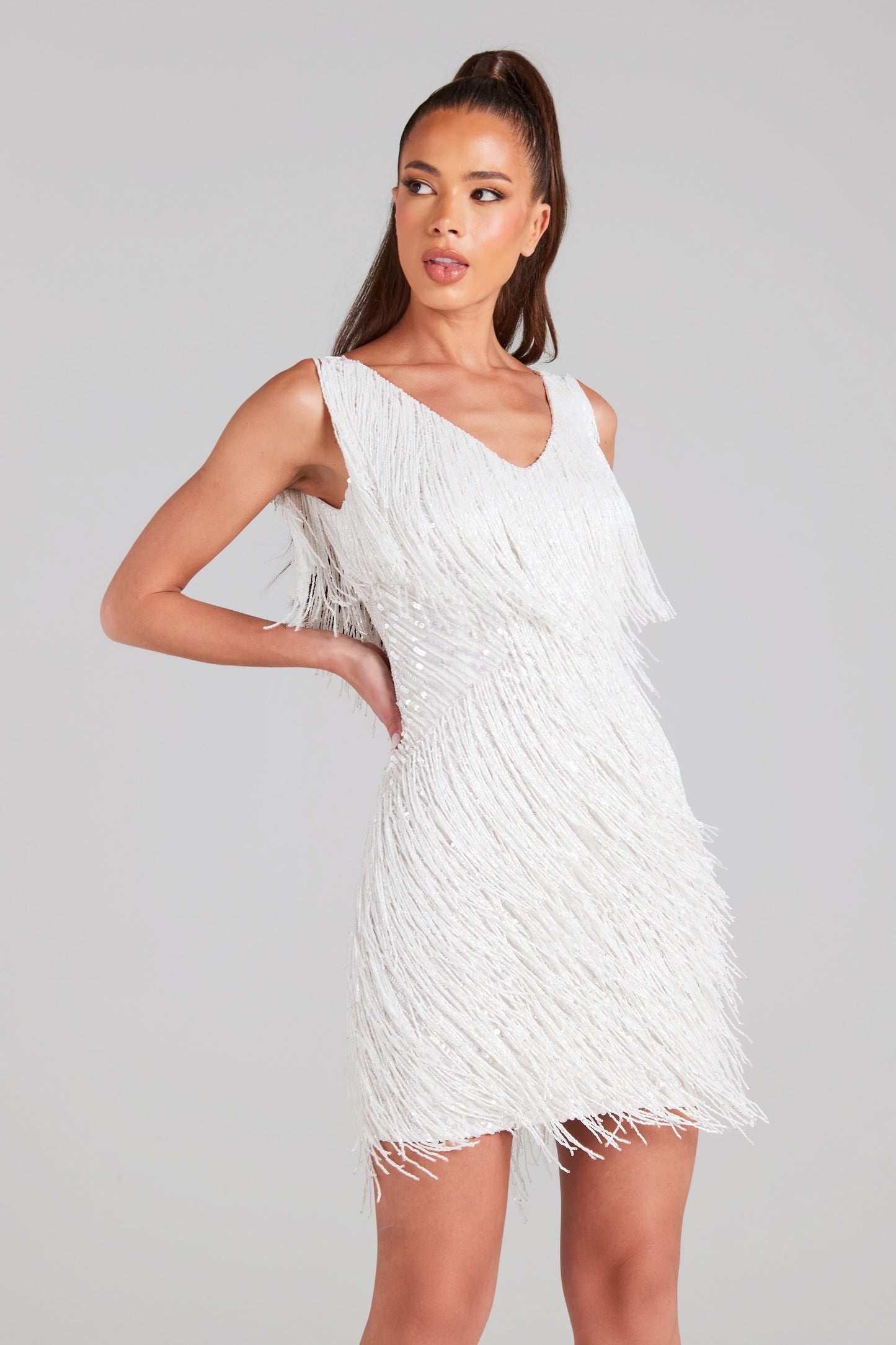 Sophie Shimmering and Elegant Fringe Beaded Robe