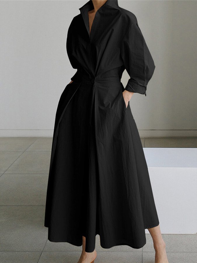 Long Dress for Women - Belted Size - Fluid Oversized Cut