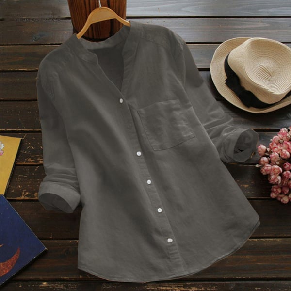 Women's Shirt - Long Sleeves Mao Collar