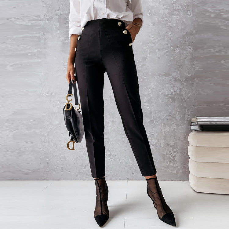 Women's Pants - High Waist Ankle Length