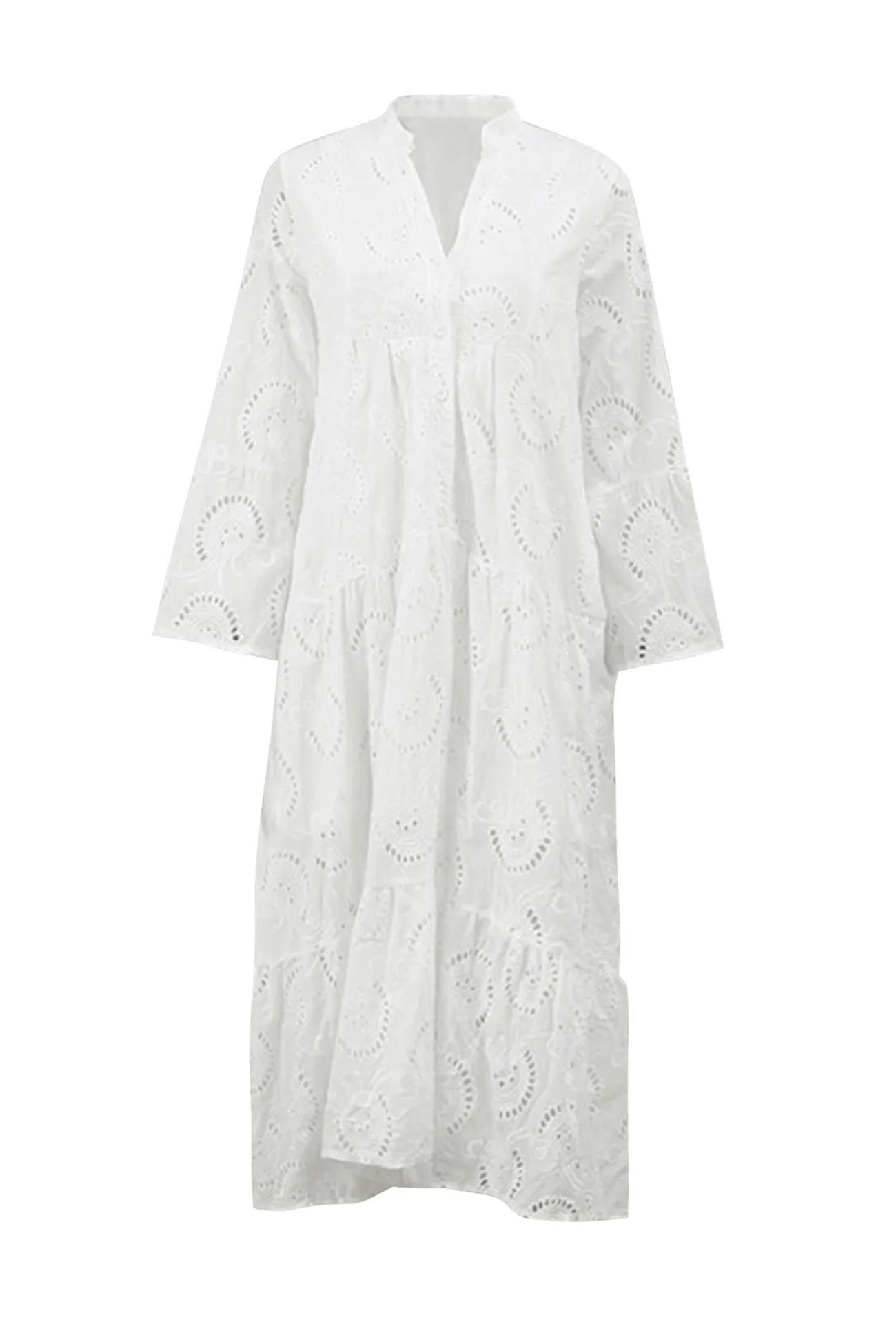 Léna Élégante Robe Longue Bohème en Coton Brodé