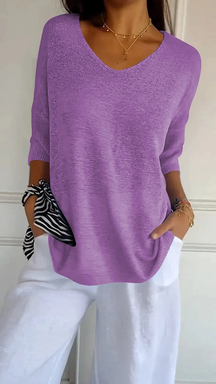 Emma – Blouse élégante et fluide à col en V