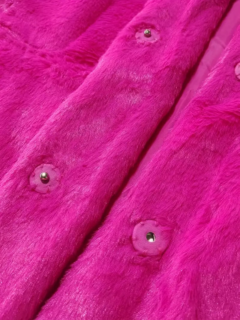 Mid-Length Women's Coat in Faux Fur