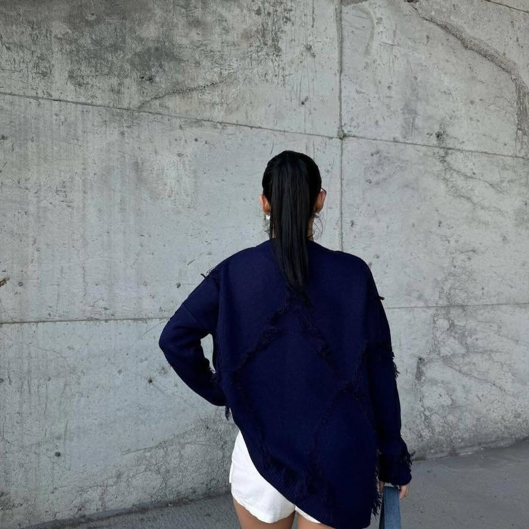 Warm Wool Sweater with Woven Details