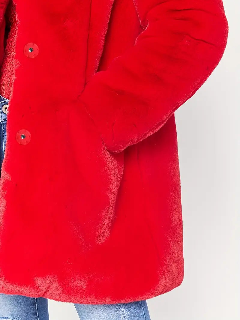 Mid-Length Women's Coat in Faux Fur