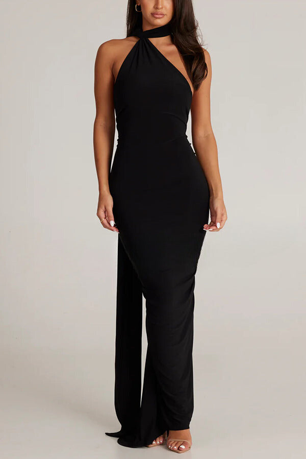 Emma Elegant Fluid Long Dress Backless