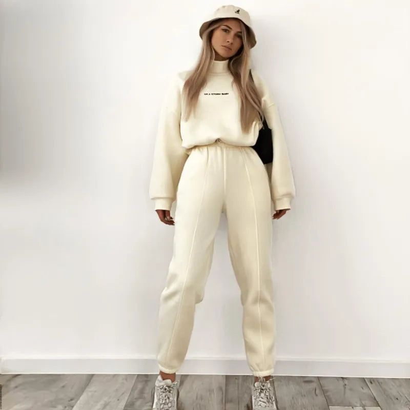 Women's Loungewear Set - Oversized Sweatshirt + Elastic Waist Jogger