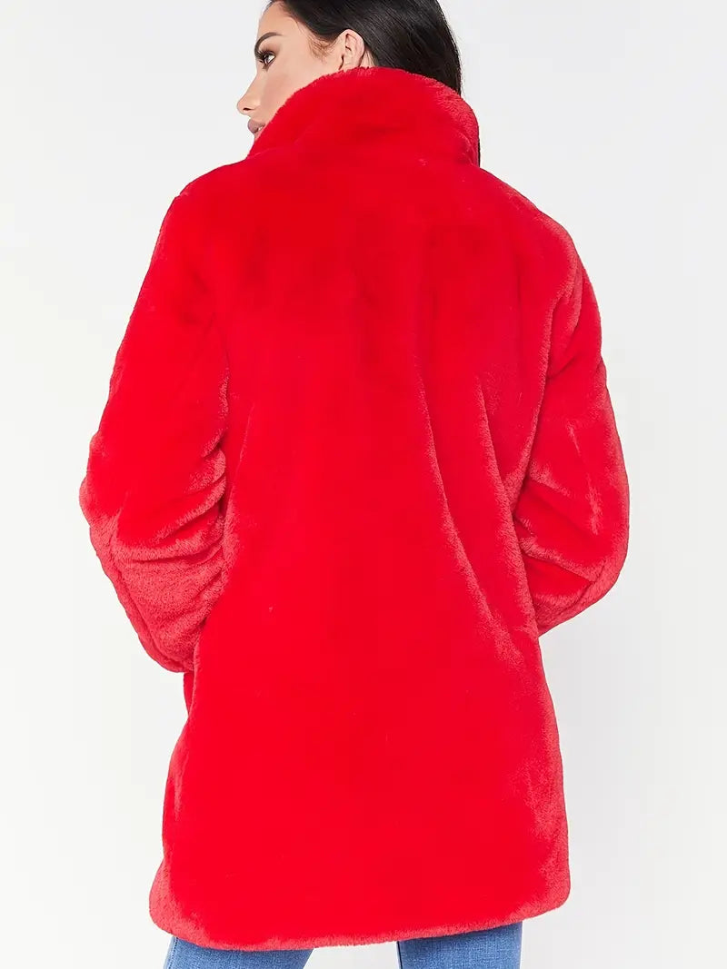 Mid-Length Women's Coat in Faux Fur