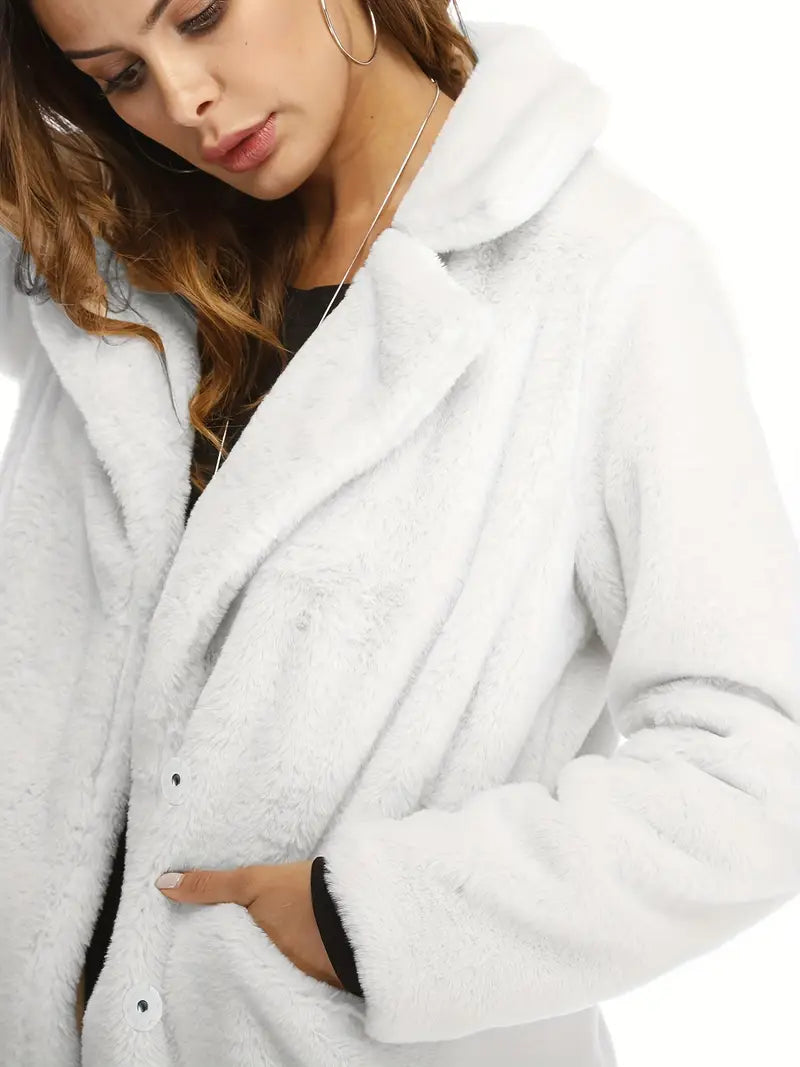 Mid-Length Women's Coat in Faux Fur