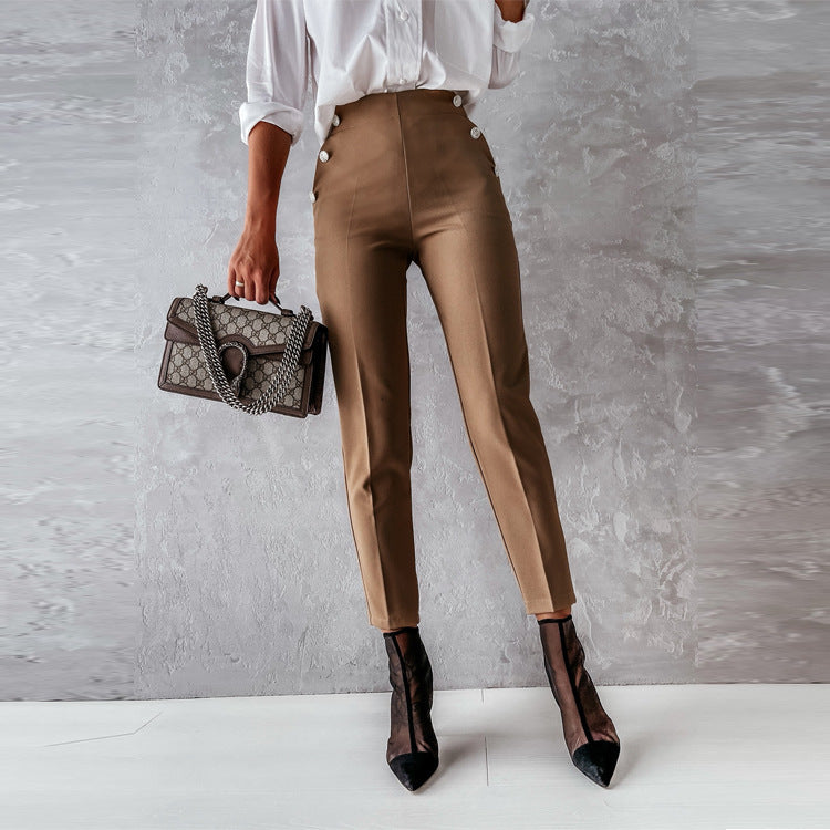 Women's Pants - High Waist Ankle Length