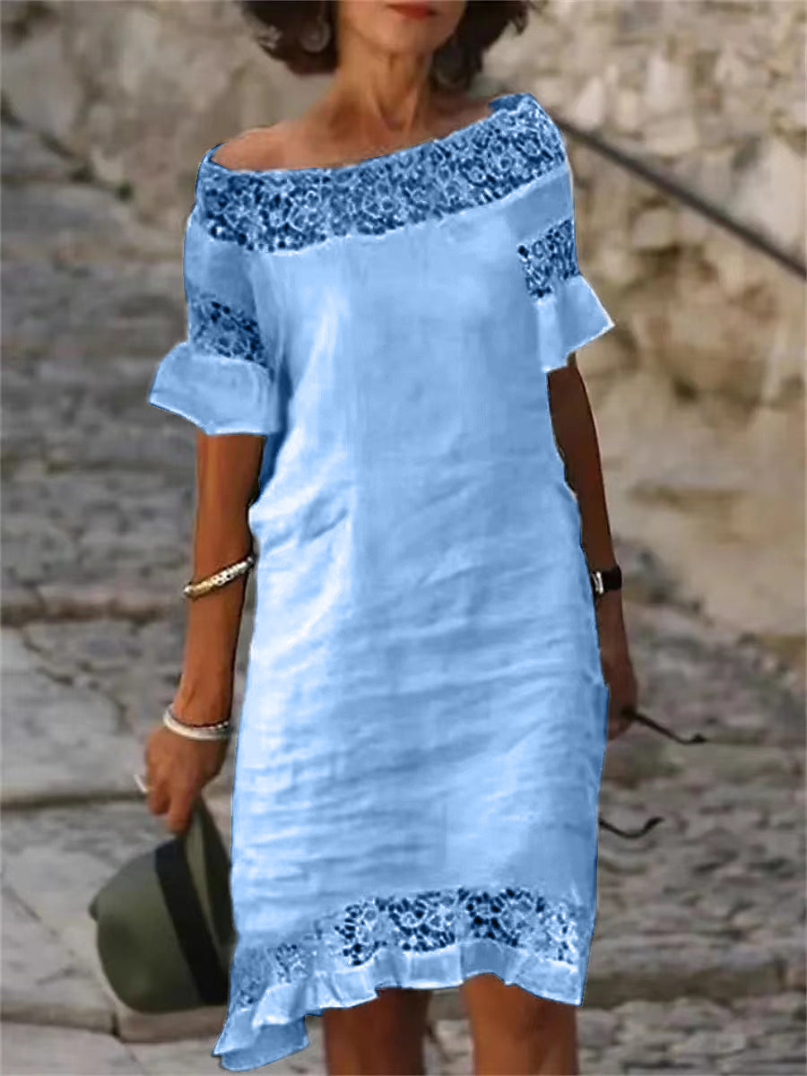 Léa Élégante Dentelle Midi Robe d'Été