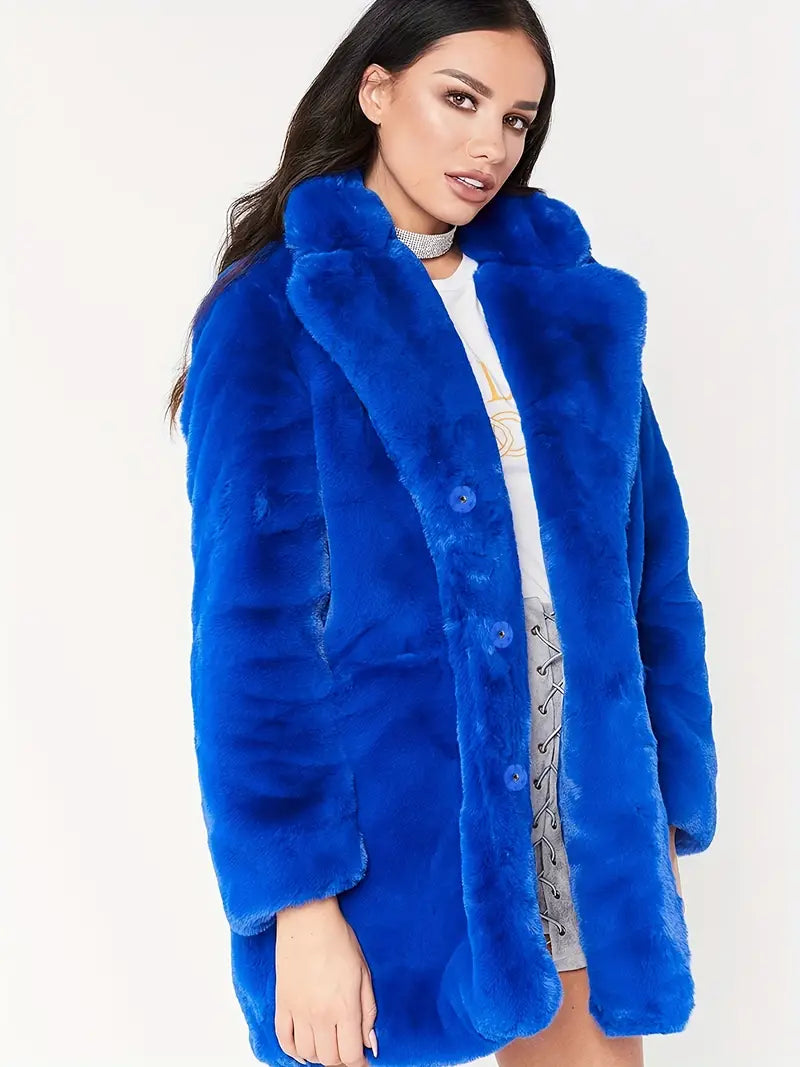 Mid-Length Women's Coat in Faux Fur