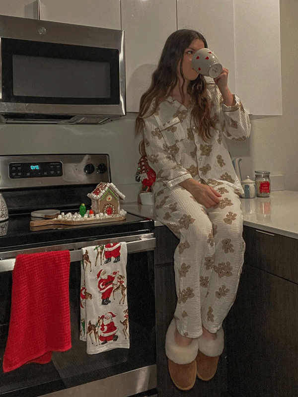Léa douce et respirante pyjama en coton à imprimé ourson