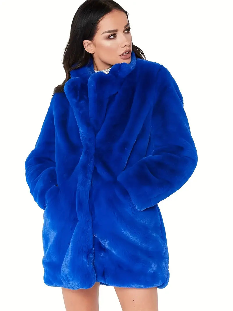 Mid-Length Women's Coat in Faux Fur