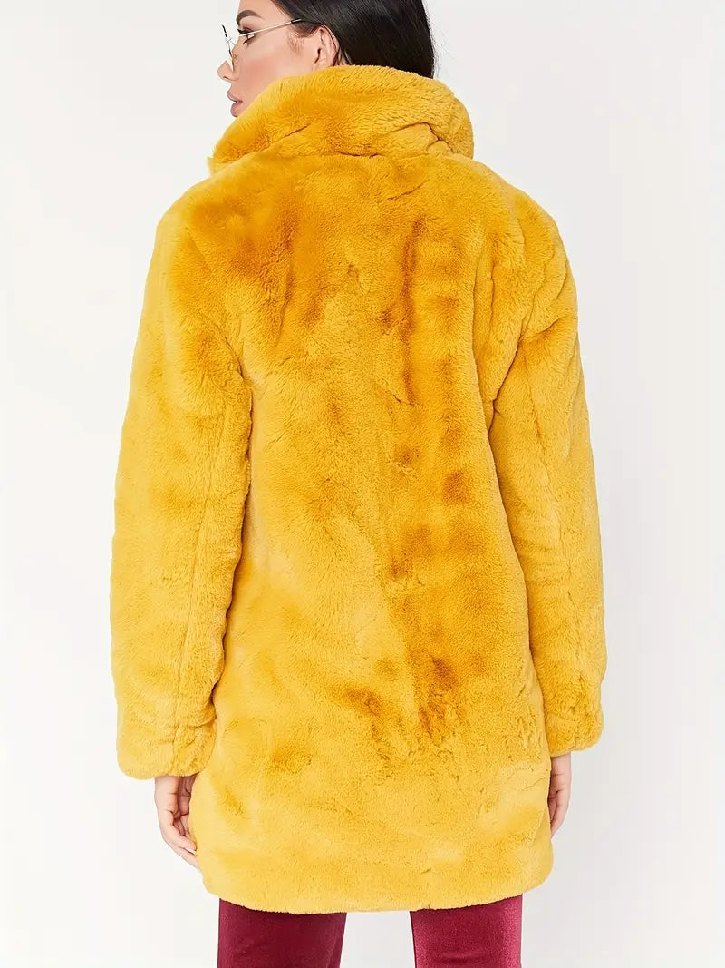 Mid-Length Women's Coat in Faux Fur