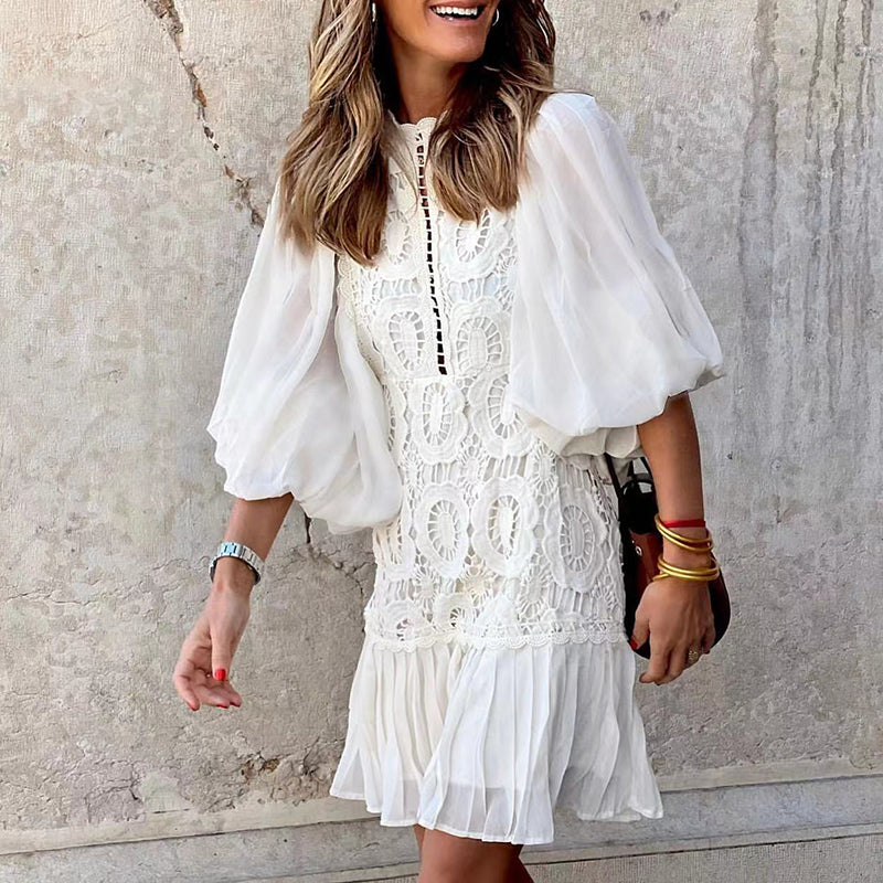 Léa Élégante Dentelle Midi Robe d'Été