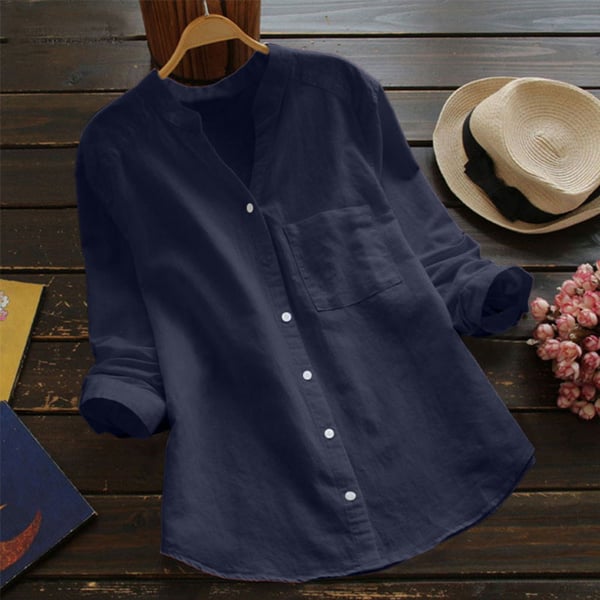 Women's Shirt - Long Sleeves Mao Collar