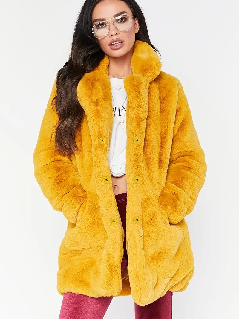 Mid-Length Women's Coat in Faux Fur