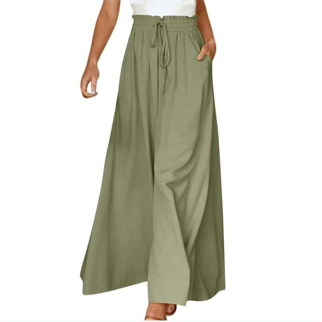 Women's wide pants - Adjustable drawstring