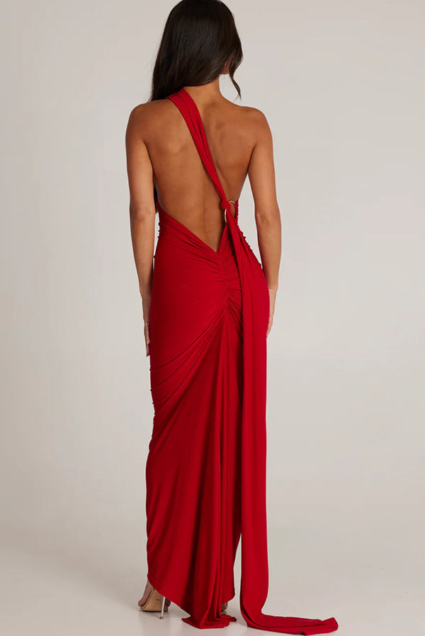 Emma Elegant Fluid Long Dress Backless