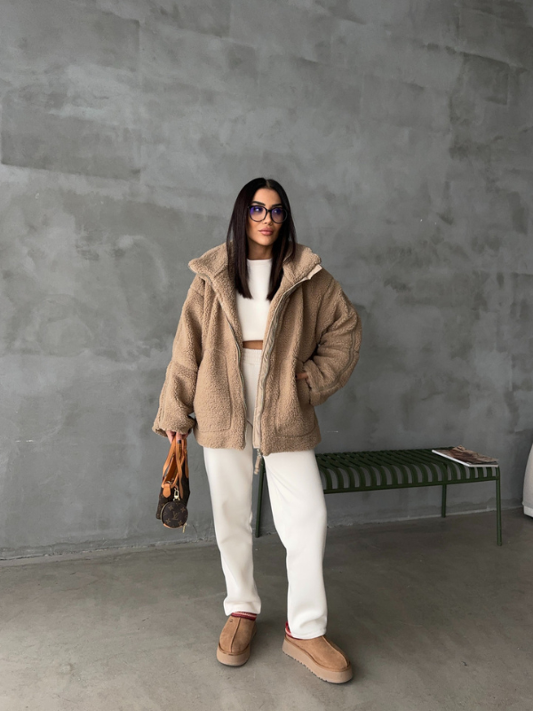 Sophie – Soft sherpa fleece jacket elegant and comfortable
