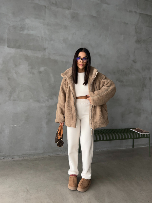 Sophie – Soft sherpa fleece jacket elegant and comfortable