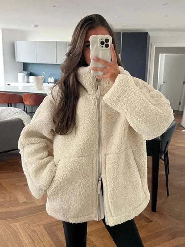 Sophie – Soft sherpa fleece jacket elegant and comfortable