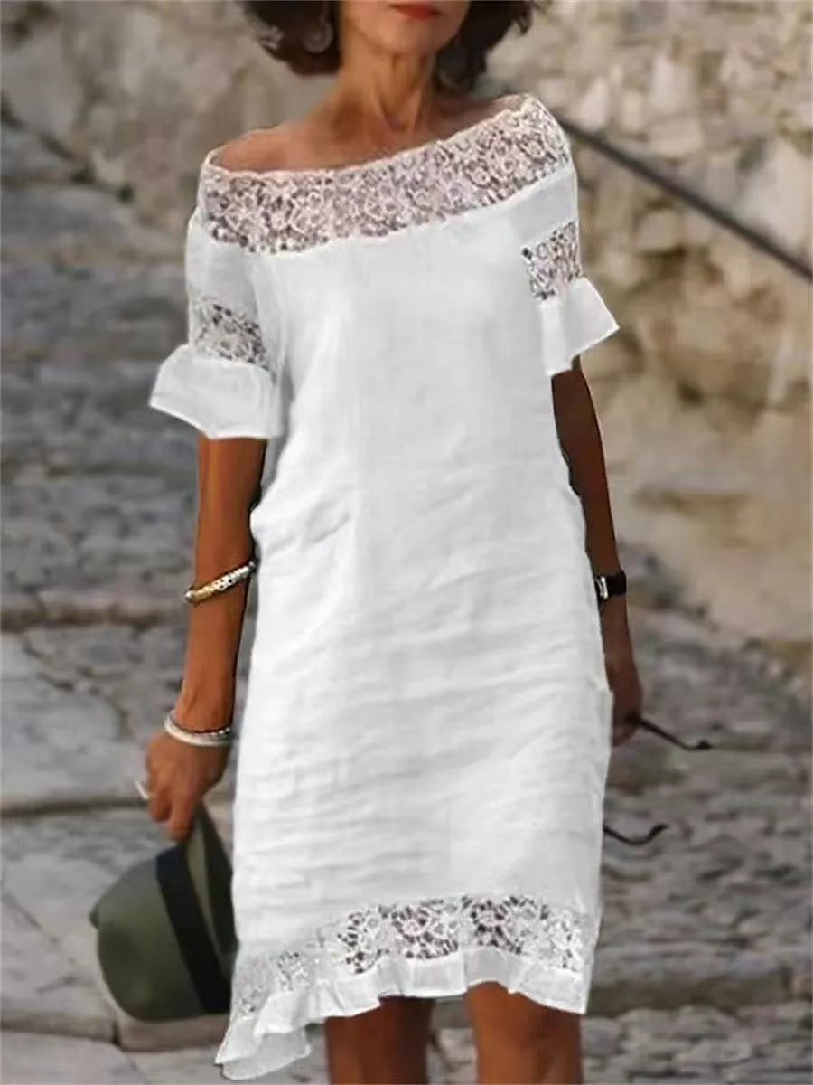 Léa Élégante Dentelle Midi Robe d'Été